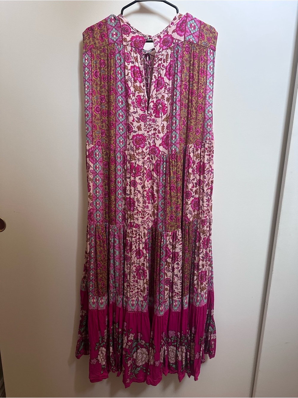 Free People Hanalei Bay Maxi Dress Patchwork Boho Floral Tiered Maxi Dress - Picture 9 of 13
